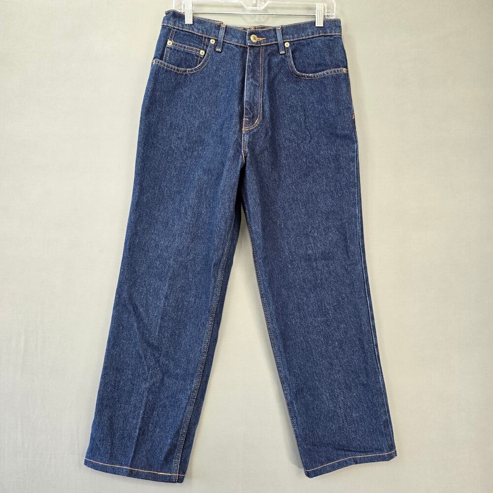 Thrill Jeans Blue Denim Dark Wash Straight Leg Classic Men's Size 32 Pockets Zip